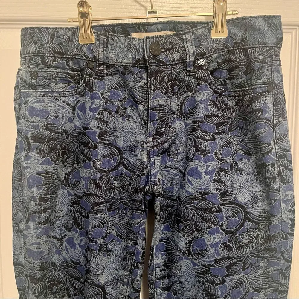 ✨ Tory Burch Super Skinny Floral Jacquard Jeans – Size 28 ✨